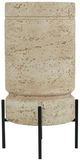 A & B Home Black/Cream Cylindrical Cement Planter with Iron Stand-0