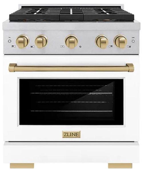 ZLINE 30 in. 4.2 cu. ft. Paramount Gas Range with 4 Burner DuoPro™ Cooktop and Convection Gas Oven with White Matte Door (PSGR-WM-30)