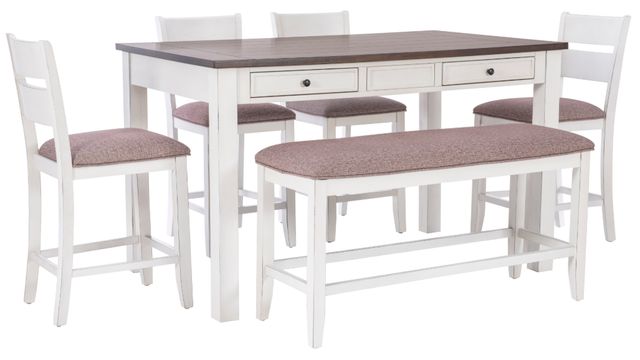 Powell® Manley 6-Piece Brown/White Counter Dining Set-0