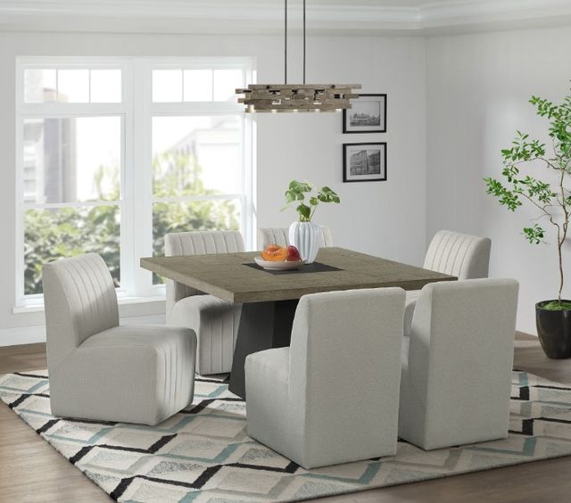 Elements International Jemma 7-Piece Beige/Espresso Dining Table Set-3