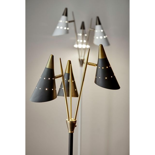 Adesso® Nadine Black/Antique Brass 3-Arm Floor Lamp-1