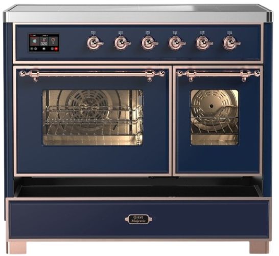 Ilve® Majestic III 40" Midnight Blue Pro Style Induction Range with Triple Glass Door and Copper Trim-2