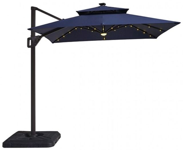 Furniture of America® Xico Blue Aluminum/Fabric Outdoor Patio Umbrella and Base-2