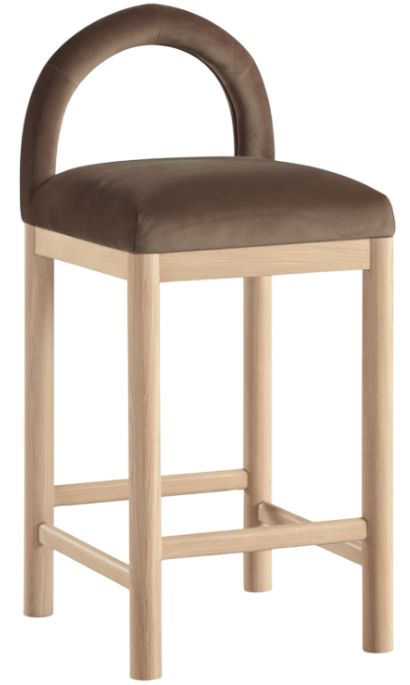 Meridian Furniture Conrad Brown/Natural Velvet Upholstered Counter Stool-0