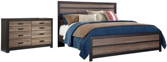 Signature Design by Ashley® Harlinton 2-Piece Warm Gray/Charcoal King Panel Bed Set-0