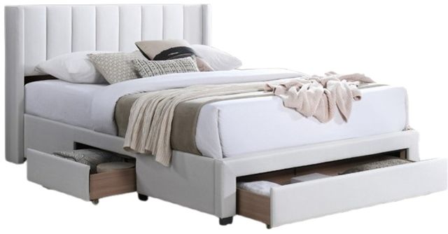 IFDC Beige/Creme Youth Double Platform Storage Bed-0