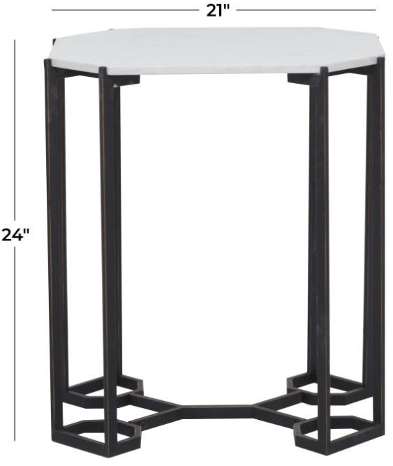 Deco Marche White Accent Table with Black Base-3