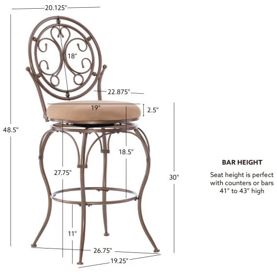 Powell® Baila Bronze/Tan Big and Tall Bar Stool-2