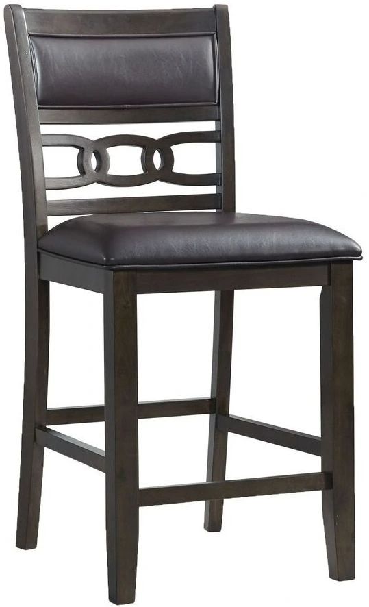Elements International Amherst Walnut Counter Faux Leather Side Chair-0