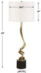 Uttermost® Spiraling Antique Brass Cordless Buffet Lamp with Black Marble Foot-2