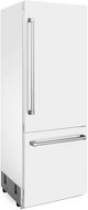 ZLINE 30" 16.1 Cu. Ft. White Matte Built In Bottom Freezer Refrigerator-2