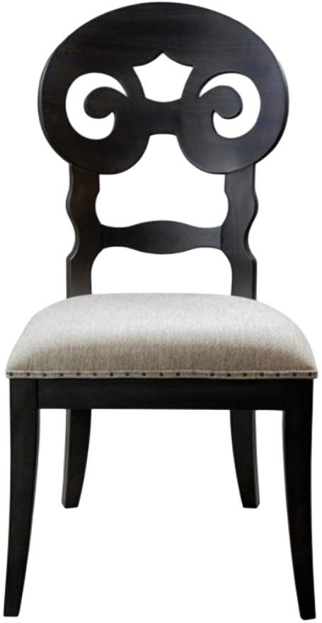 Riverside Furniture Mix-N-Match Chairs 2-Piece Beige/ Rubbed Black Scroll Back Upholstered Dining Side Chair Set-1