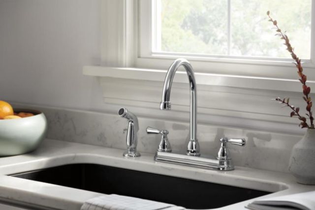 Peerless Elmhurst® Chrome 2-Handle Kitchen Faucet with Spray-1