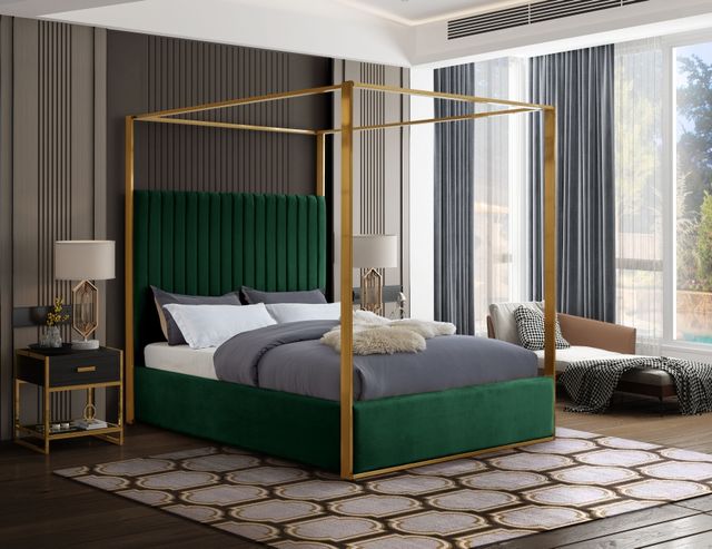 Meridian Furniture Jones Green Queen Upholstered Canopy Bed-2