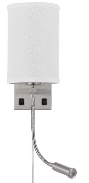 Cal® Lighting & Accessories Lakewood Brushed Steel/White Wall Lamp-1