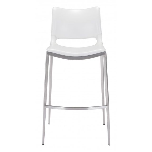 Zuo® Modern Ace White/Silver Bar Chair-2