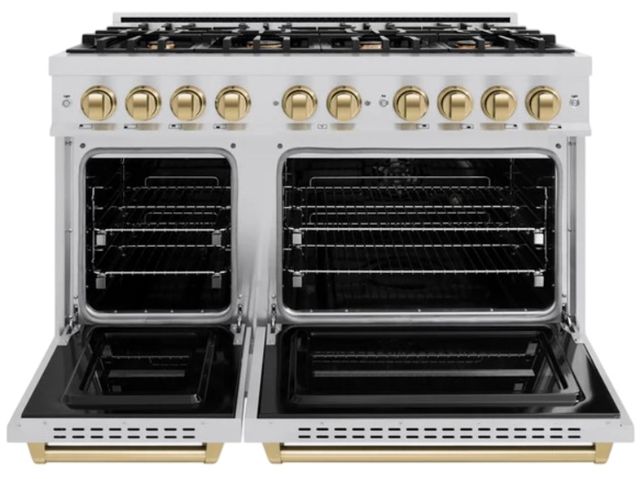 ZLINE Classic Autograph Edition 48" Stainless Steel Pro Style Gas Range with Champagne Bronze Accents-1
