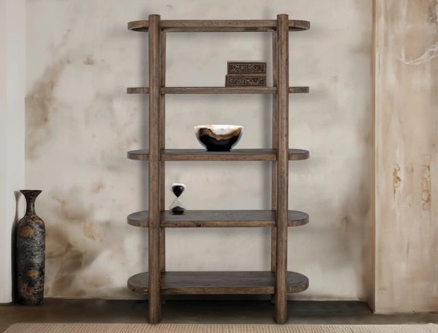 International Furniture Direct Balam Stained Brown Bookcase-1
