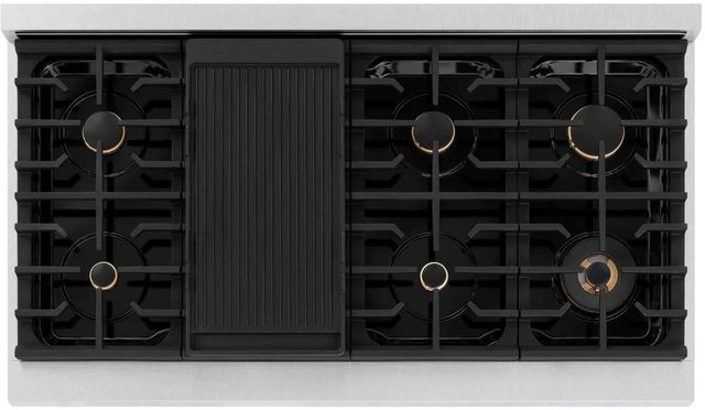 ZLINE Autograph Edition Paramount 48" Satin Stainless Steel Pro Style Dual Fuel Range with White Matte Door and Polished Gold Accents-3