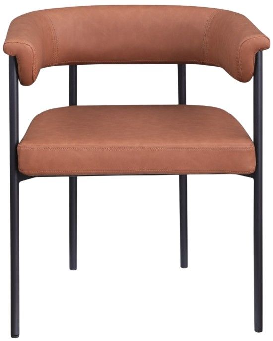 Meridian Furniture Malin Cognac Vegan Leather Dining Arm Chair-1