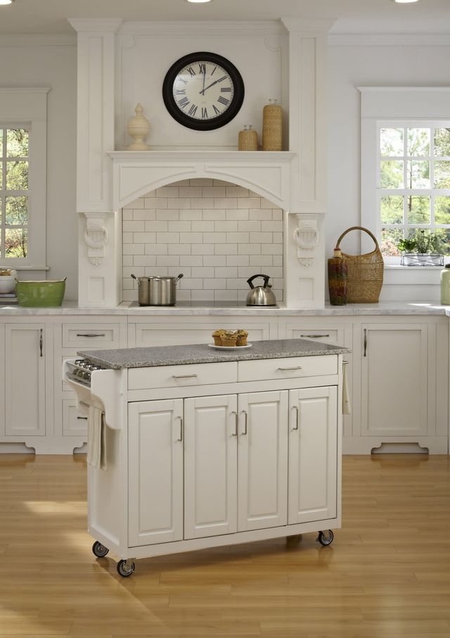homestyles® Create-a-Cart Salt-and-Pepper Granite/White Kitchen Cart-1