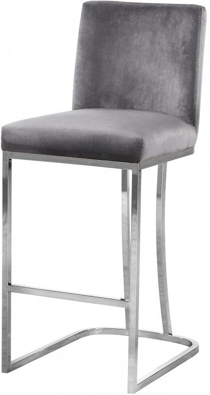 Meridian Furniture Heidi Gray Velvet Counter Stool-1