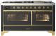 Ilve® Majestic III 60" Graphite Matte Pro Style Dual Fuel Natural Gas Range with Triple Glass Door and Brass Trim-0