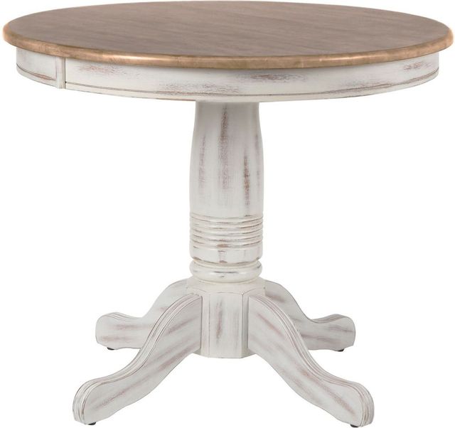 Winners Only® Prescott Brown Top Dining Table with White Pedestal Base-0
