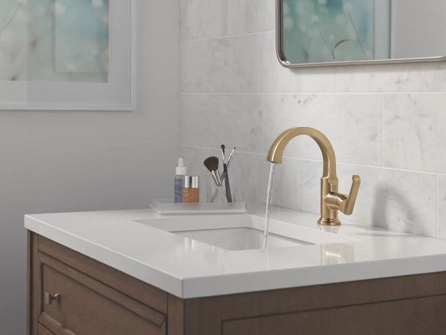 Delta Tetra™ Lumicoat® Champagne Bronze Single Handle Bathroom Faucet-1