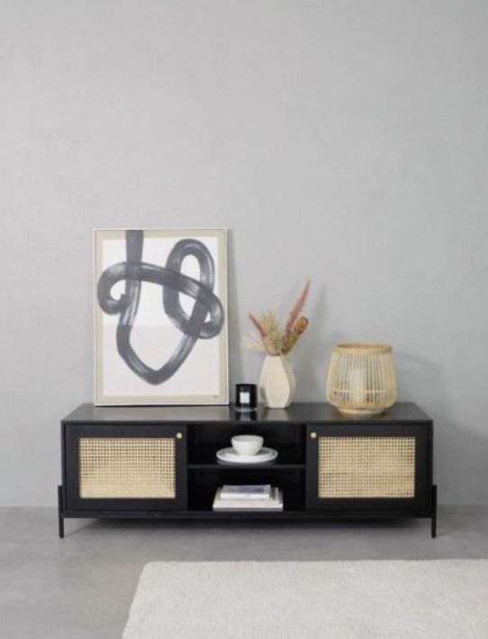 Jaipur Furniture Rattan Black TV Unit-1