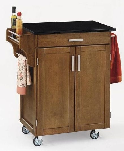 homestyles® Cuisine Cart Black Granite/Medium Oak Kitchen Cart -0