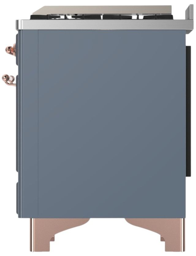 Ilve® Majestic III 60" Blue Gray Pro Style Dual Fuel Liquid Propane Range with Griddle and Copper Trim-3