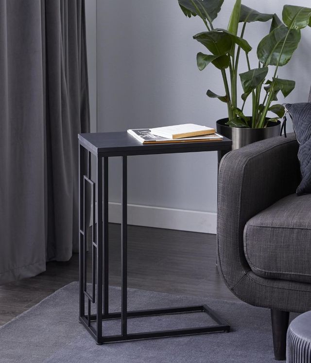 Deco Marche Dark Brown C-Table with Black Base-3