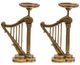 A & B Home 2-Piece Antique Gold Harp Candle Holder Set-0