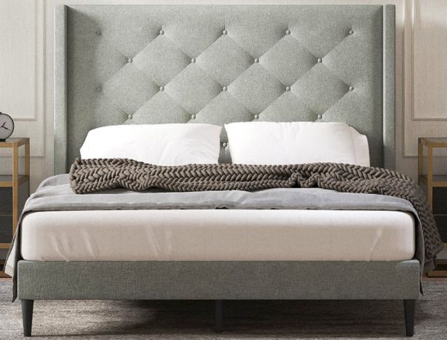 American Wholesale Furniture Carrington Stone King Upholstered Bed-0