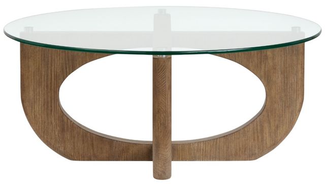 Magnussen Home® Lainey Glass Top Cocktail Table with Almond Base-3