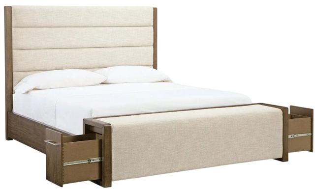 Signature Design by Ashley® Marxmore Brown Queen Upholstered Panel Storage Bed-2