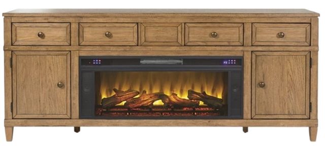 Signature Design by Ashley® Sharlance Light Brown 81" TV Stand with Electric Fireplace-2