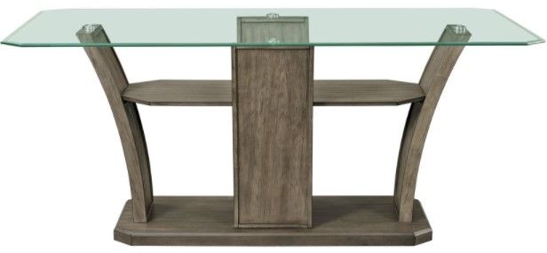 Elements International Dapper Glass Top Rectangle Counter Table with Gray Base-1