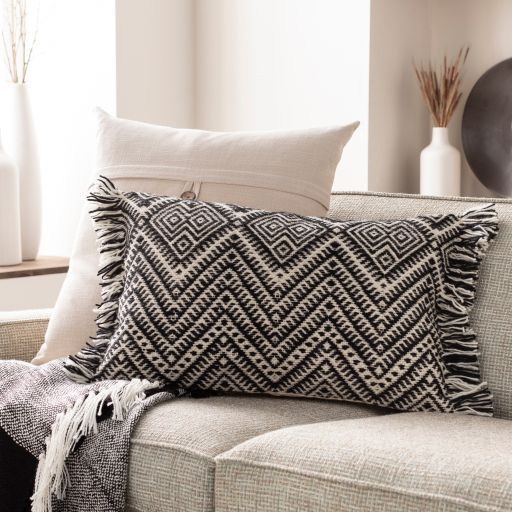 Surya Katniss Black 22"x14" Toss Pillow with Down Insert-4