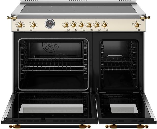 Bertazzoni Heritage Series 48" Fingerprint Resistant Avorio Pro Style Induction Range with Gold Accents-1