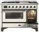 Ilve® Majestic III 48" Antique White Pro Style Dual Fuel Liquid Propane Range with Triple Glass Door and Burnished Trim-2