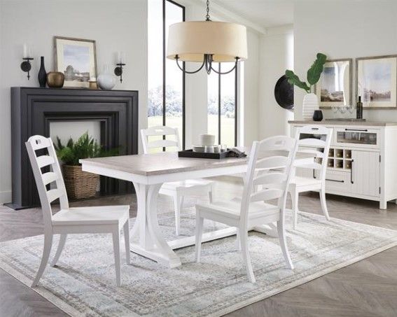 Riverside Furniture Cora Cloud/Fog Trestle Dining Table-1
