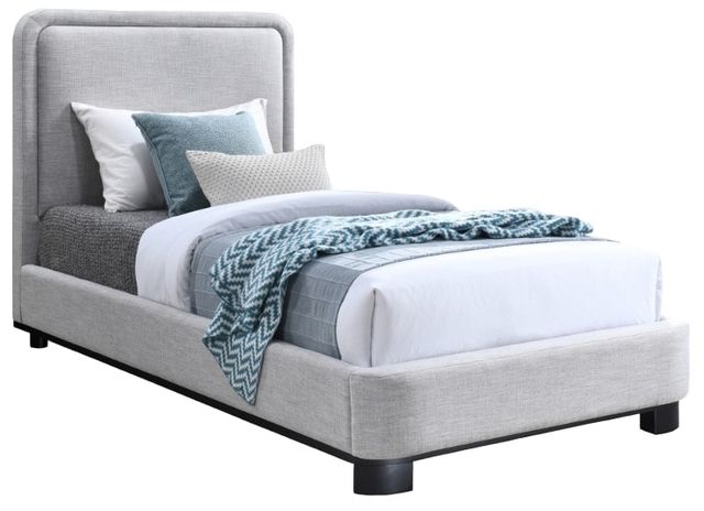 Meridian Furniture Nolita Grey/Natural Twin Linen Textured Upholstered Bed-0