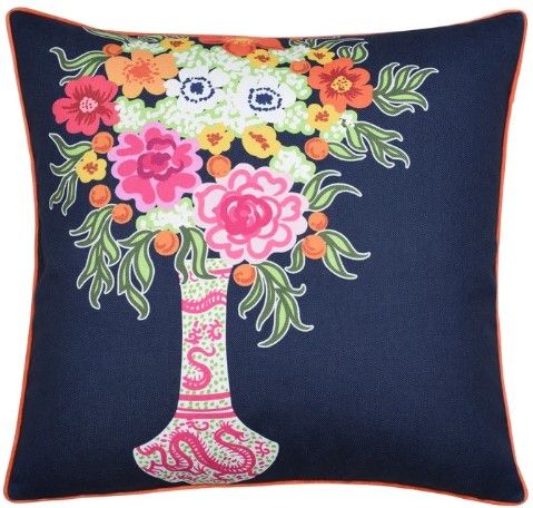 Stylecraft Tinck Dark Blue/Light Green Velvet Throw Pillow-0
