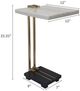 A & B Home Marble C-Shaped Side Table with Gold and Black Base -4