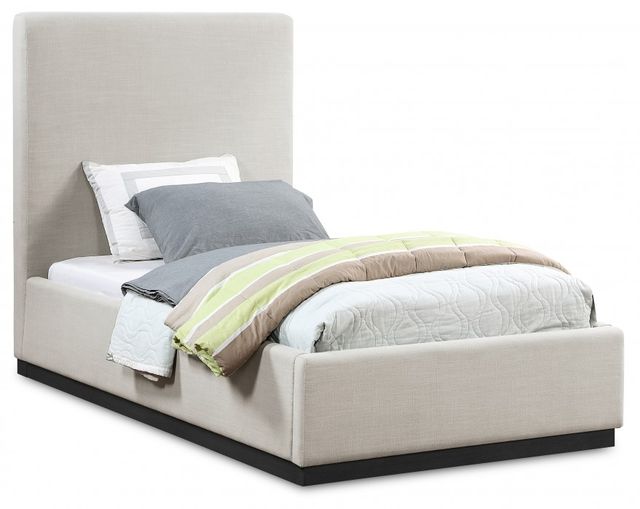 Meridian Furniture Alfie Beige Twin Linen Textured Panel Bed-0