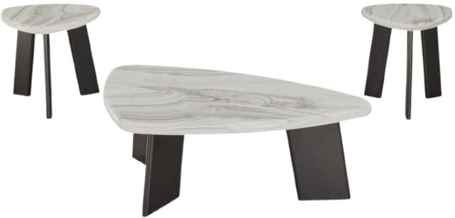 Signature Design by Ashley® Lilyberg 3-Piece Gray Occasional Table Set with Black Base-1
