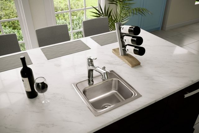 Elkay Lustertone® Lustrous Satin 15" x 15" 2-Hole Single Bowl Drop-in Bar Sink-2
