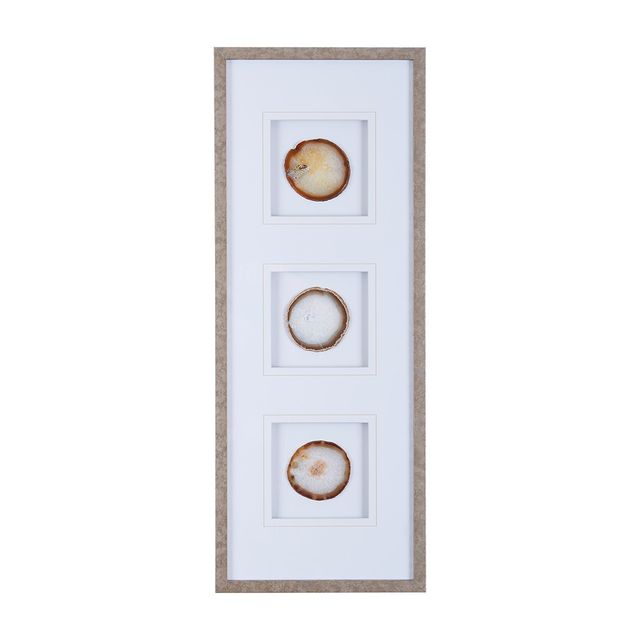 Olliix by Madison Park Natural Agate Trio Natural 100% Real Stone Framed Graphic-0